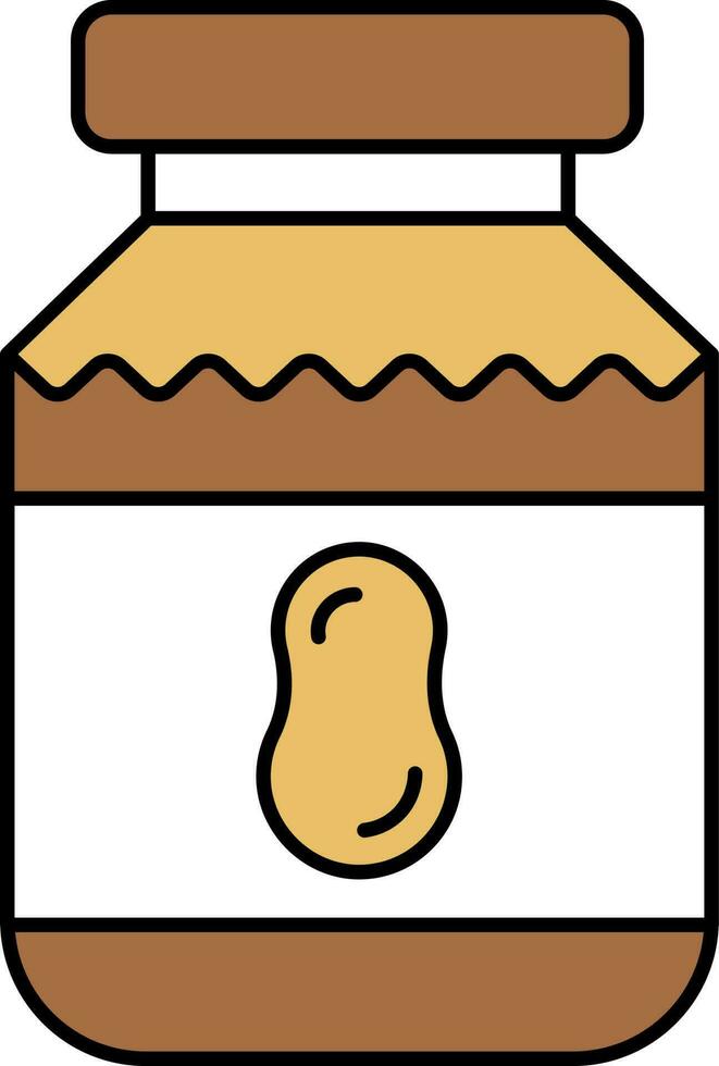 Peanut Butter Jar Icon Brown And Yellow Color. vector