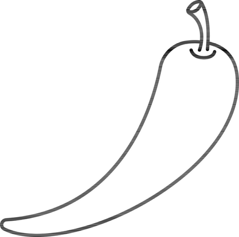 Black Outline Chilli Or Jalapeno Flat Icon. vector