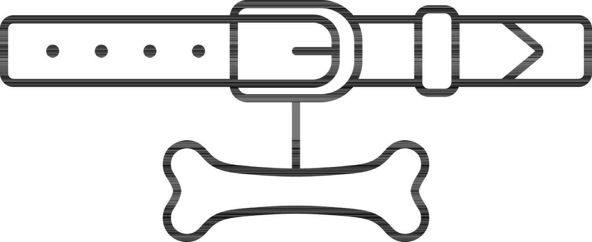 Dog Collar Icon In Black Line Art. vector