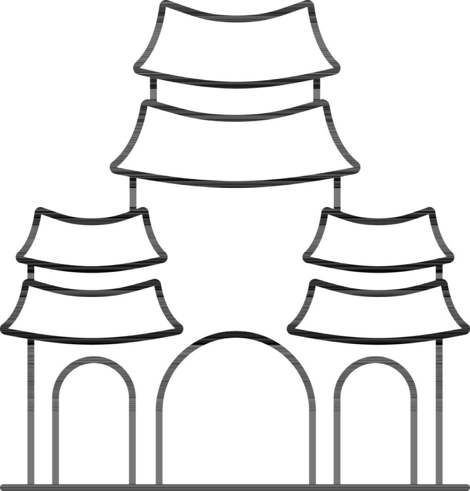 Tomb Of Le Van Duyet Icon In Black Outline. vector