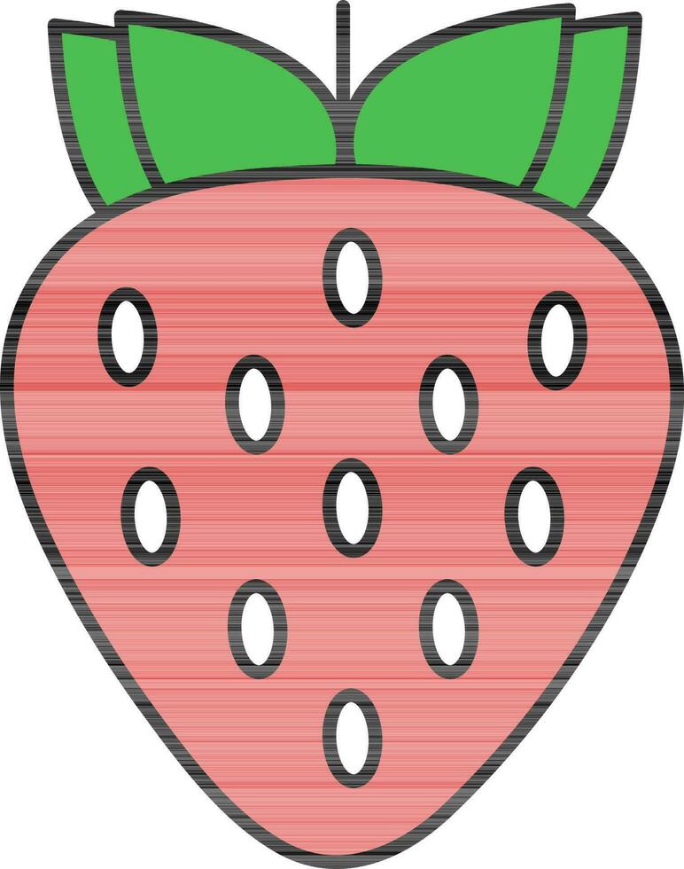 Strawberry Fruit With Leaves Icon in Green And Red Color. vector