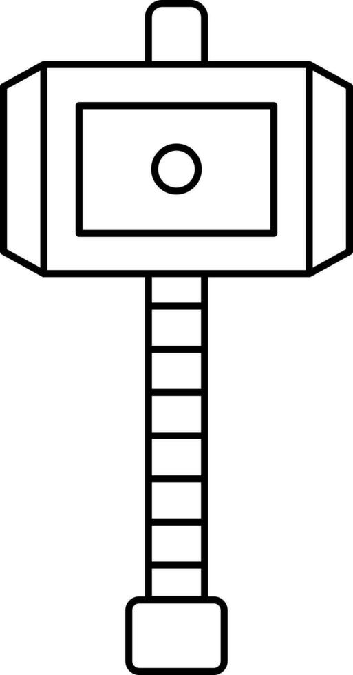 Black Outline Thor Hammer Icon Or Symbol. vector