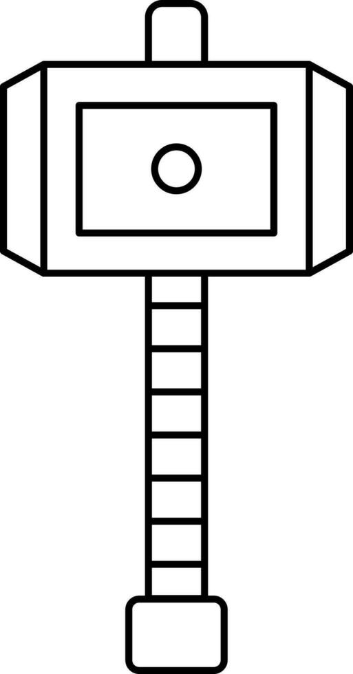 Black Outline Thor Hammer Icon Or Symbol. vector