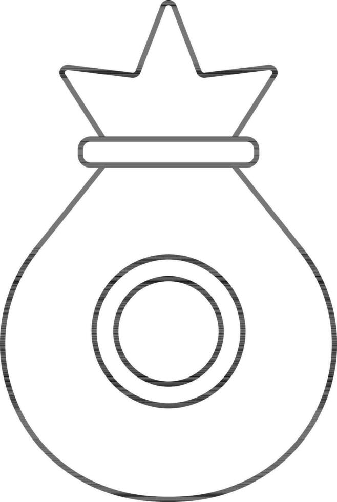 Illustration Of Money Bag Icon In Thin Line Art. vector