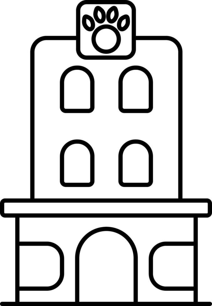 Veterinary Building Icon In Line Art. vector