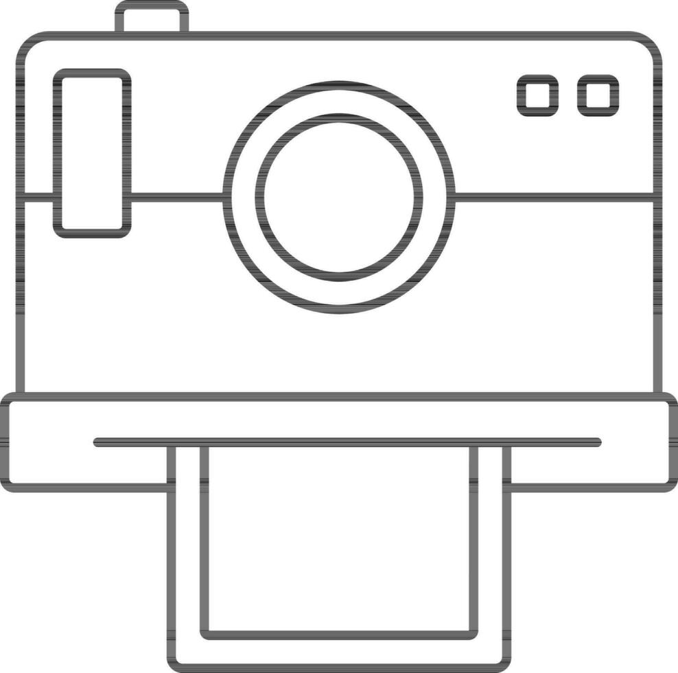 Instant Print Camera Icon In Black Line Art. vector