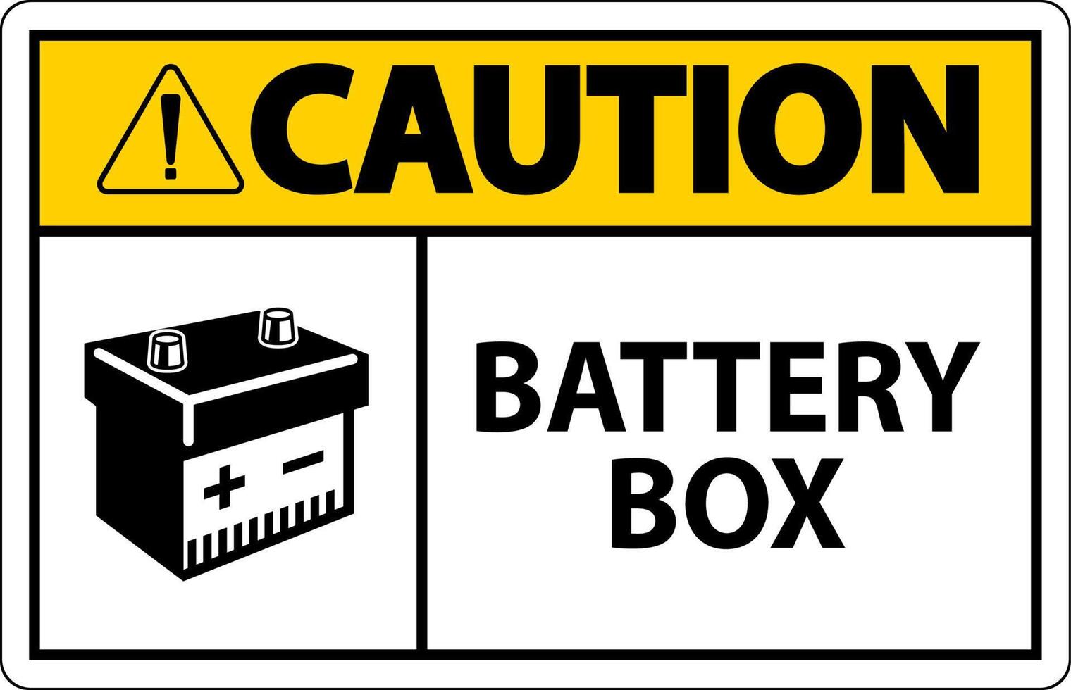 Caution Battery Box with Icon Sign On White Background vector