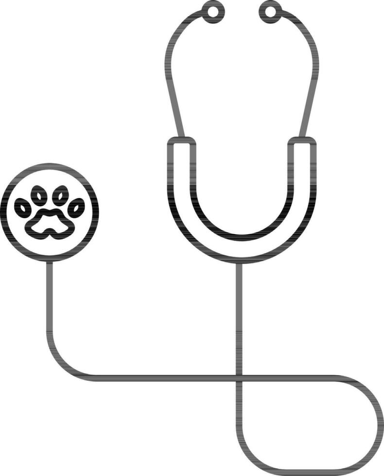 Vet Stethoscope Icon In Line Art. vector