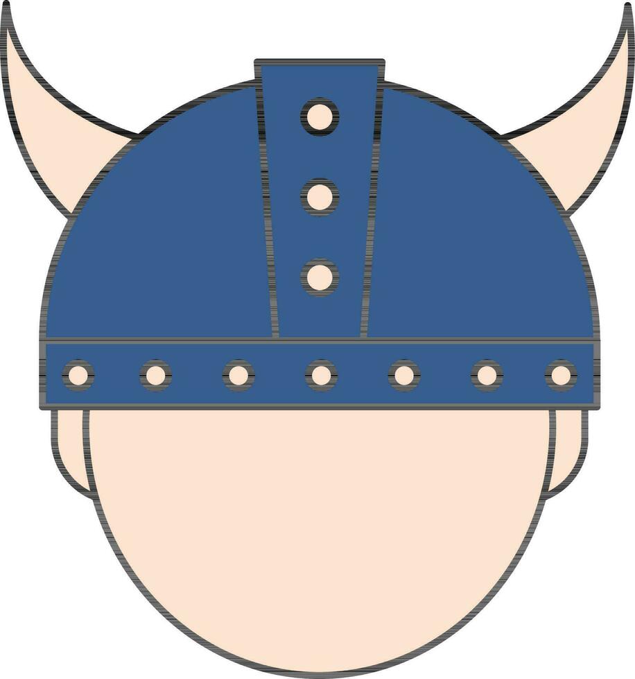 Viking Helmet Icon In Blue And Peach Color. vector