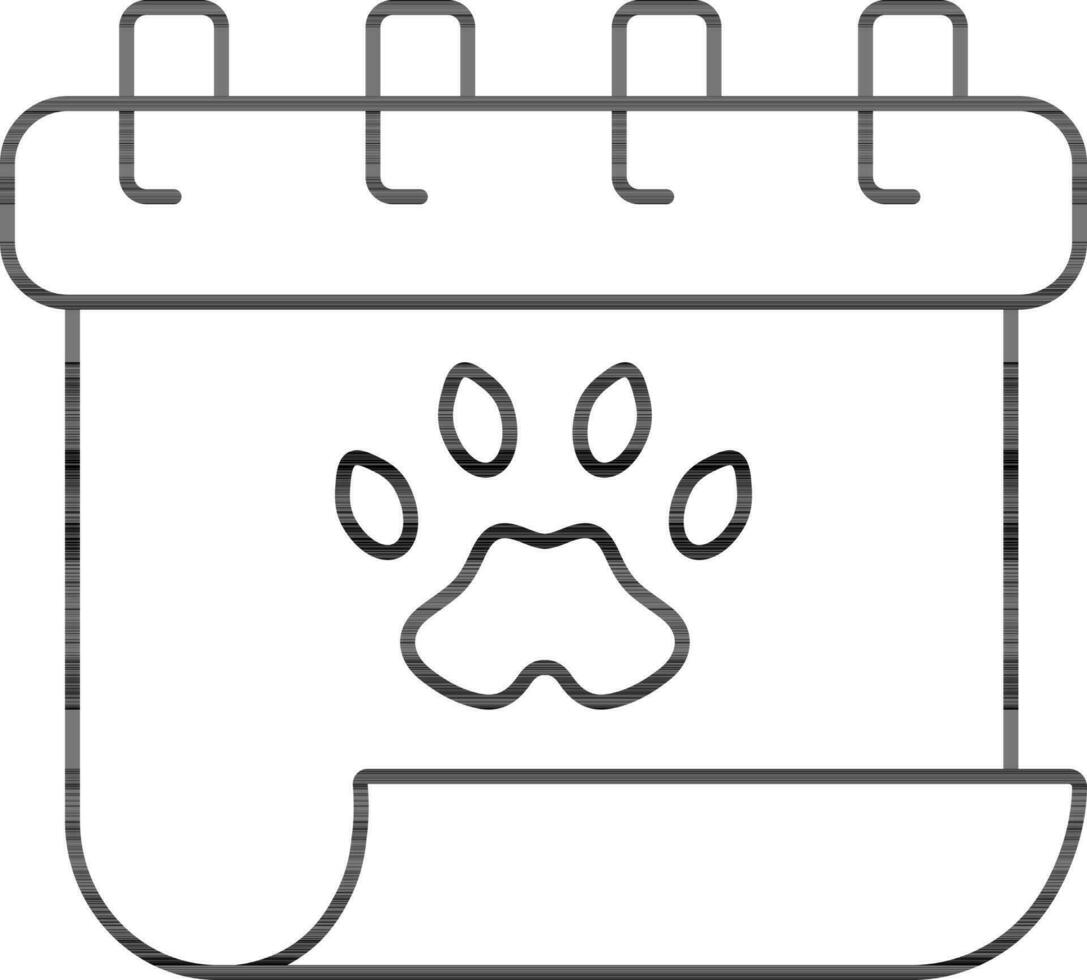 lineal estilo pata símbolo en calendario icono. vector