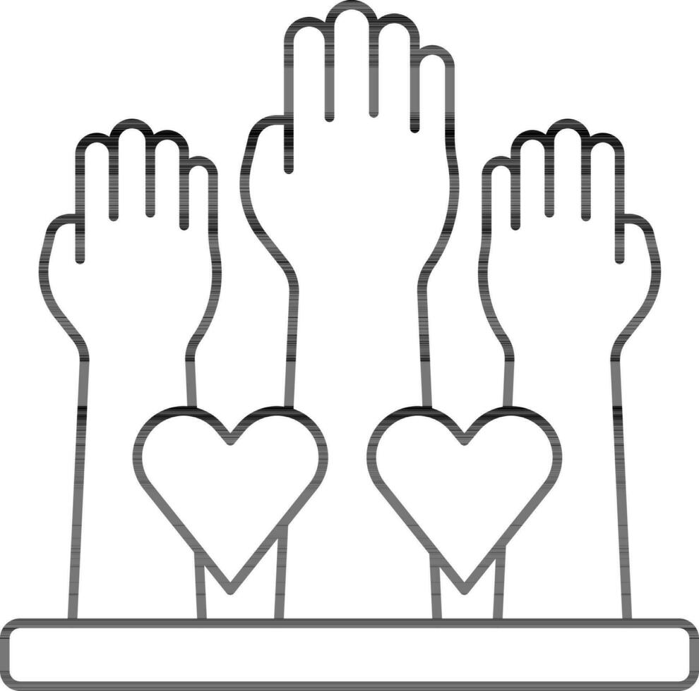 Volunteer Hand Icon Or Symbol In Thin Line. vector