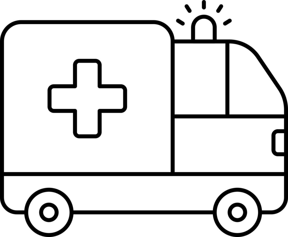 Black Outline Illustration Of Ambulance Icon. vector