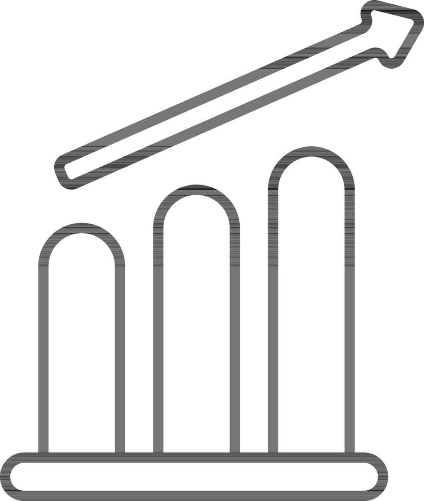 Growing Bar Graph Icon In Line Art. vector