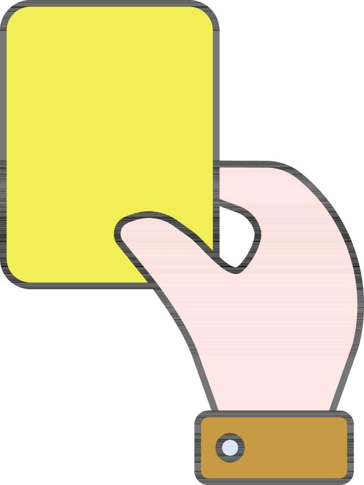 Hand Holding Yellow Card Icon In Flat Style. vector