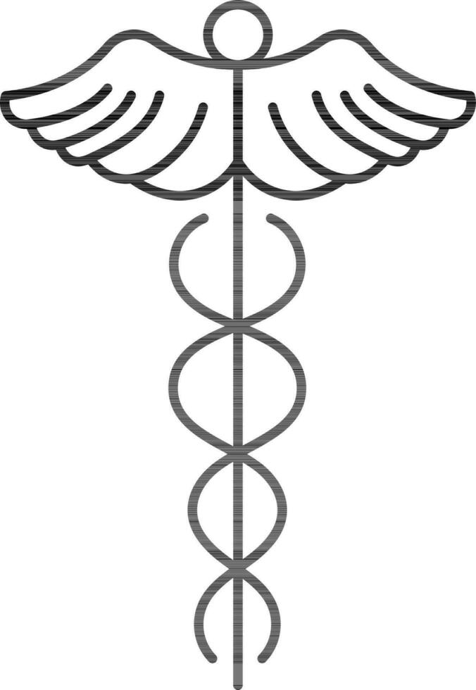 Black Outline Caduceus Flat Icon Or Symbol. vector