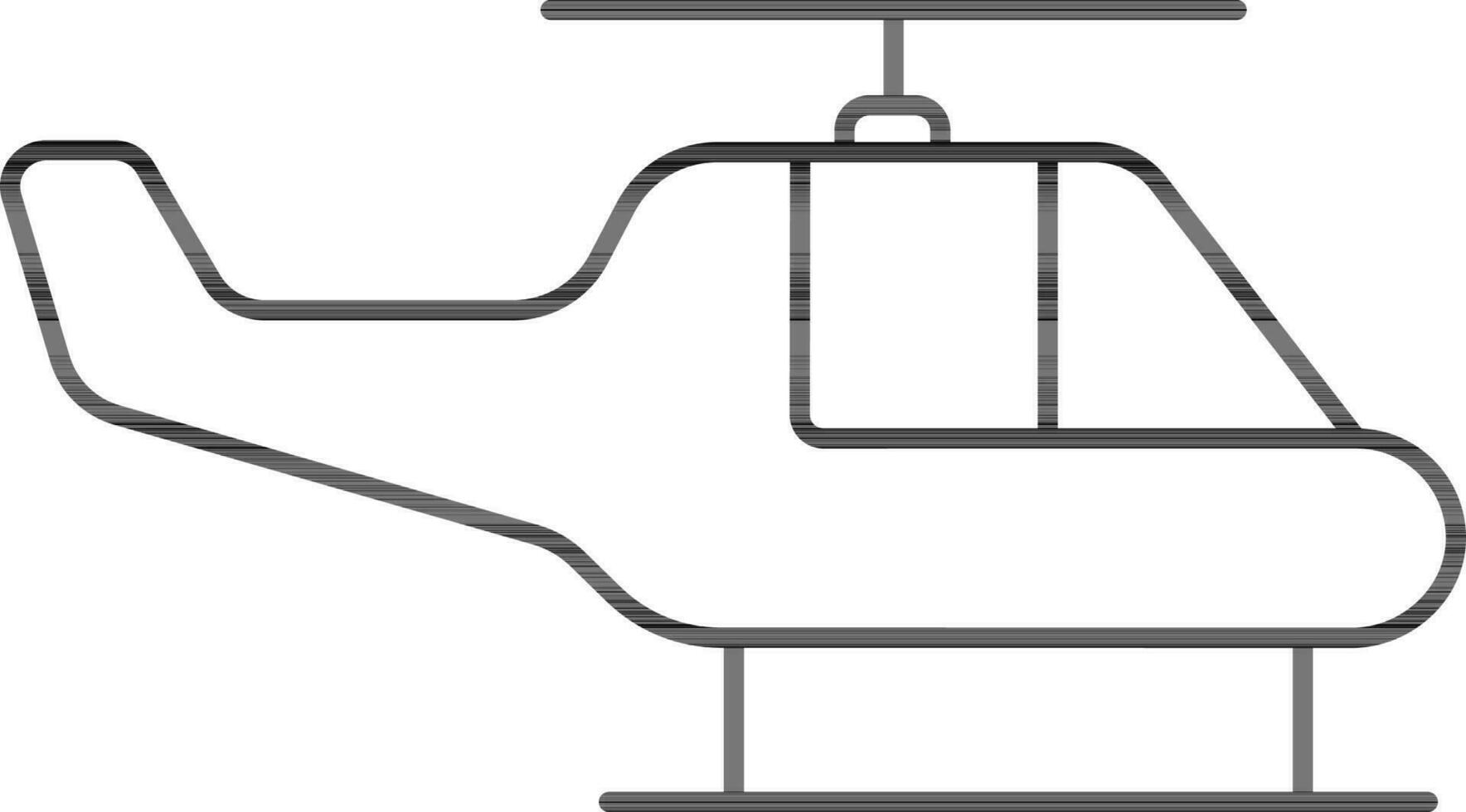 Black Outline Helicopter Icon In Flat Style. vector