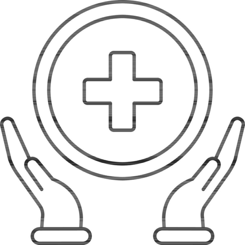 Medical Assistance Flat Icon In Line Art. vector