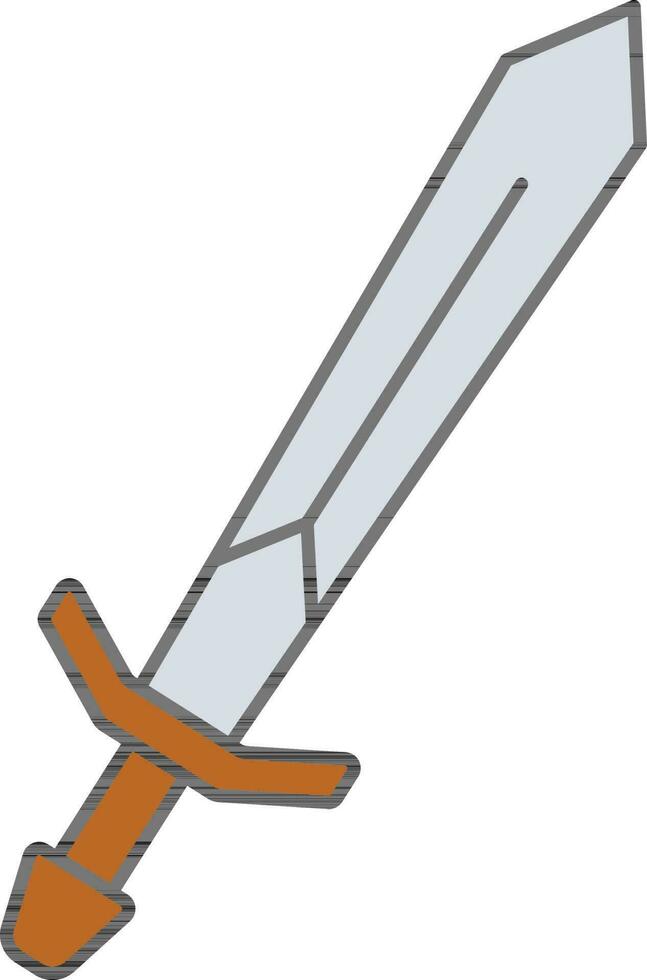 Sword Icon In Brown And Gray Color. vector