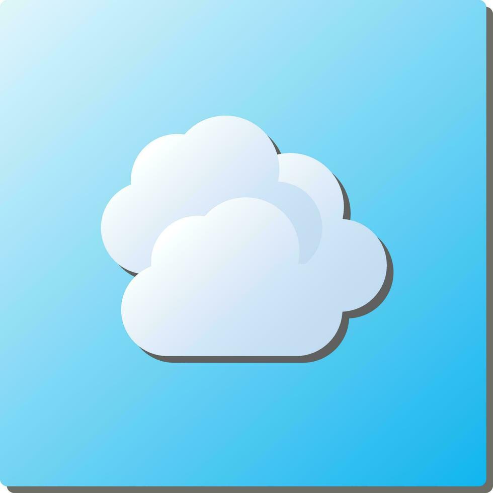 White Paper Cloudy Icon On Blue Square Background. vector