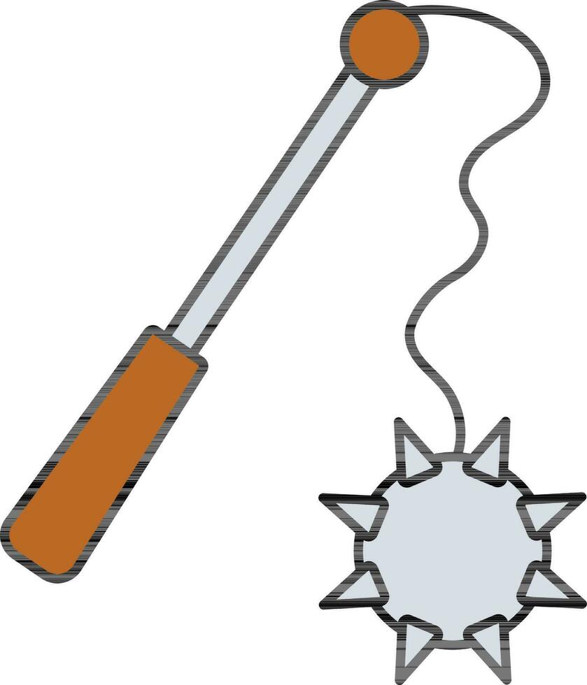 Flail Icon In Gray And Brown Color. vector