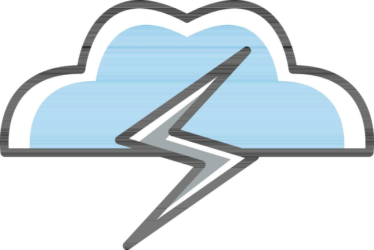 Cloud With Lightning Icon In Blue And White Color. vector