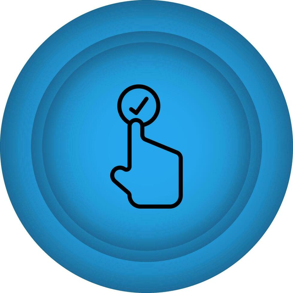 Click Hand Cursor Icon On Blue Round Background. vector