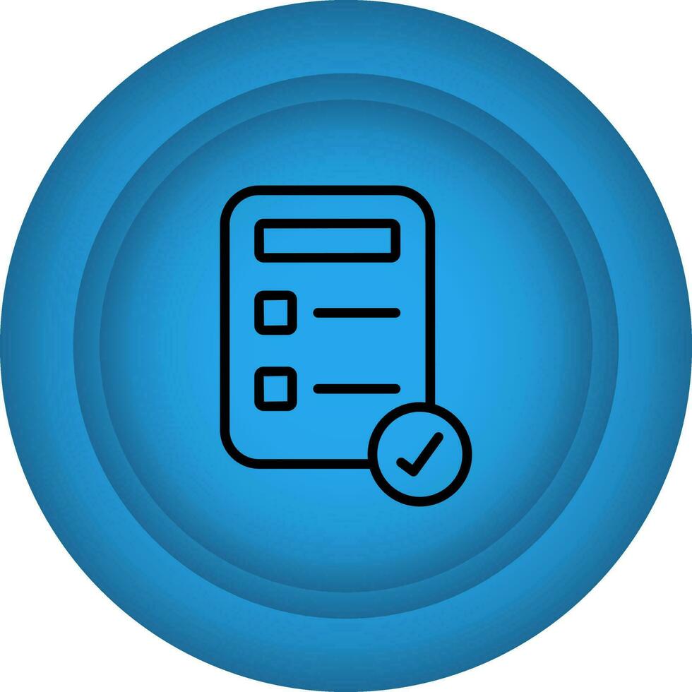 Check File Icon On Blue Circle Background. vector