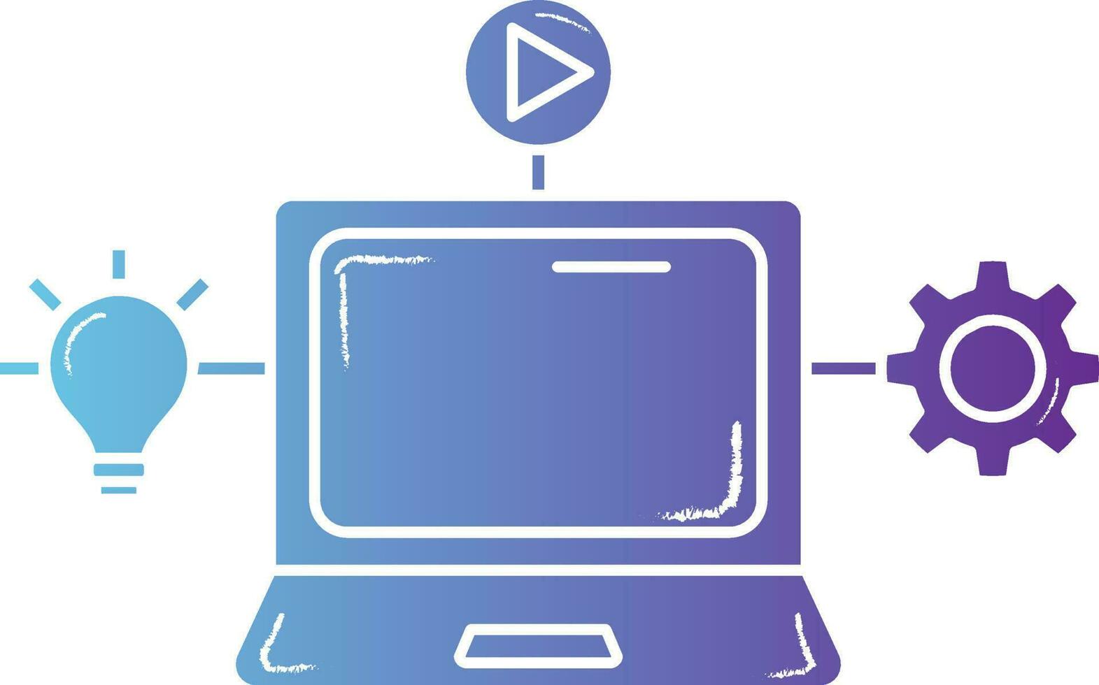 Gradient Color Video Setup In Laptop Icon. vector