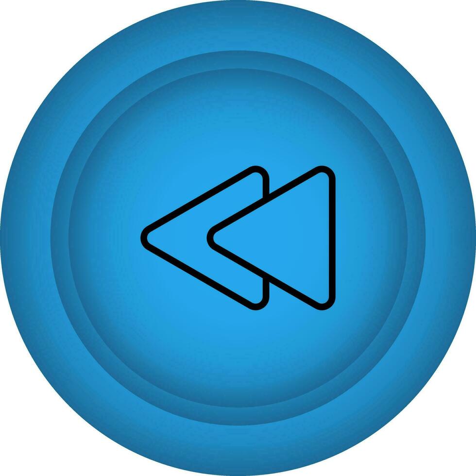 Flat Style Backward Button Blue Icon. vector