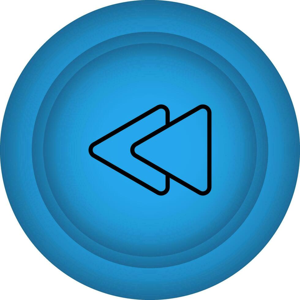 Flat Style Backward Button Blue Icon. vector