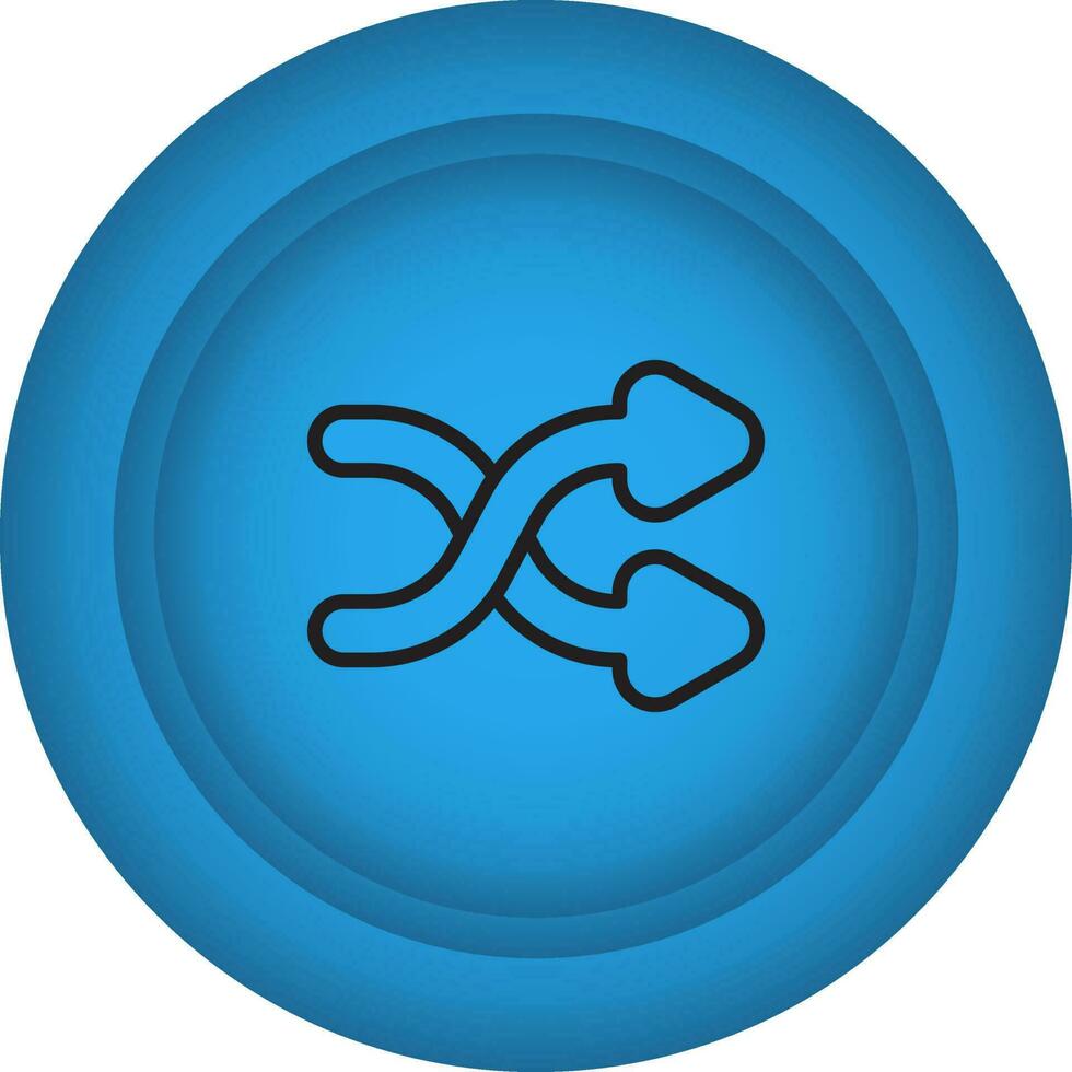 Shuffling Button Blue Icon In Flat Style. vector