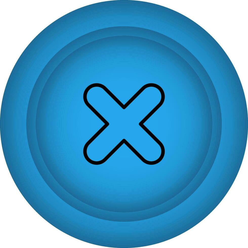 Close Button Blue Icon In Flat Style. vector