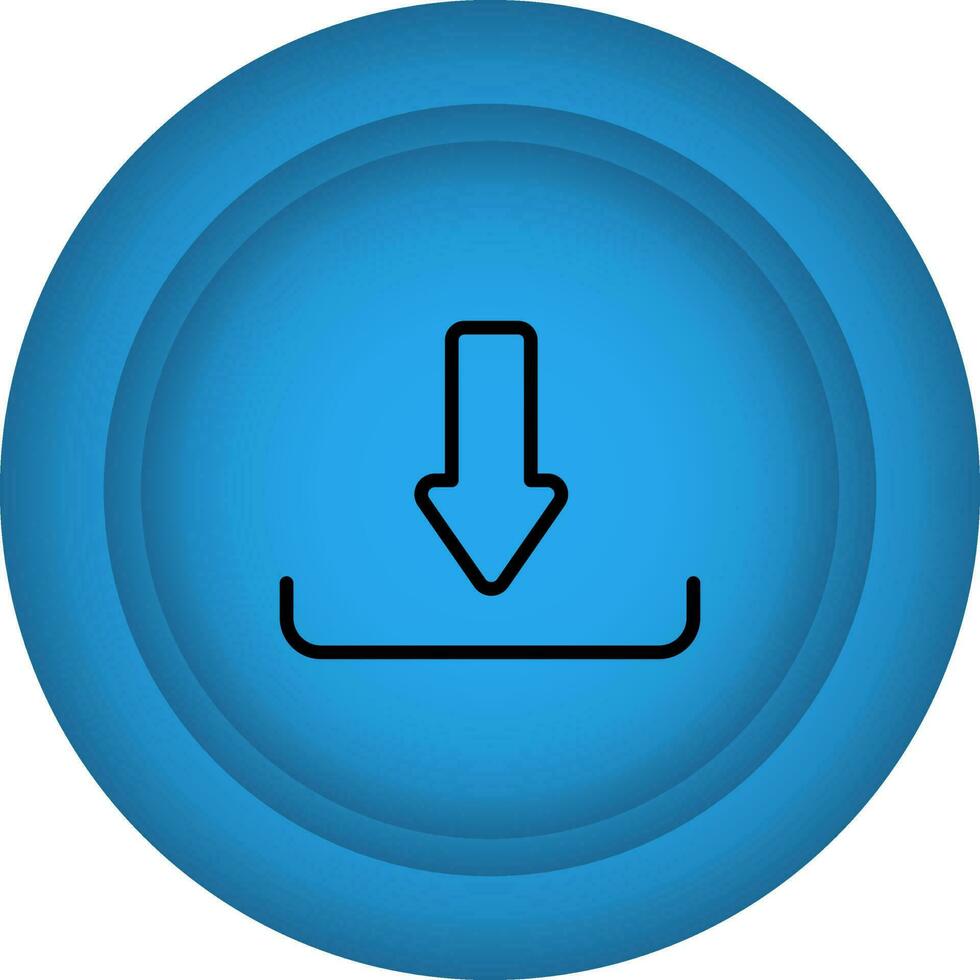 abajo flecha símbolo botón icono en azul color. vector