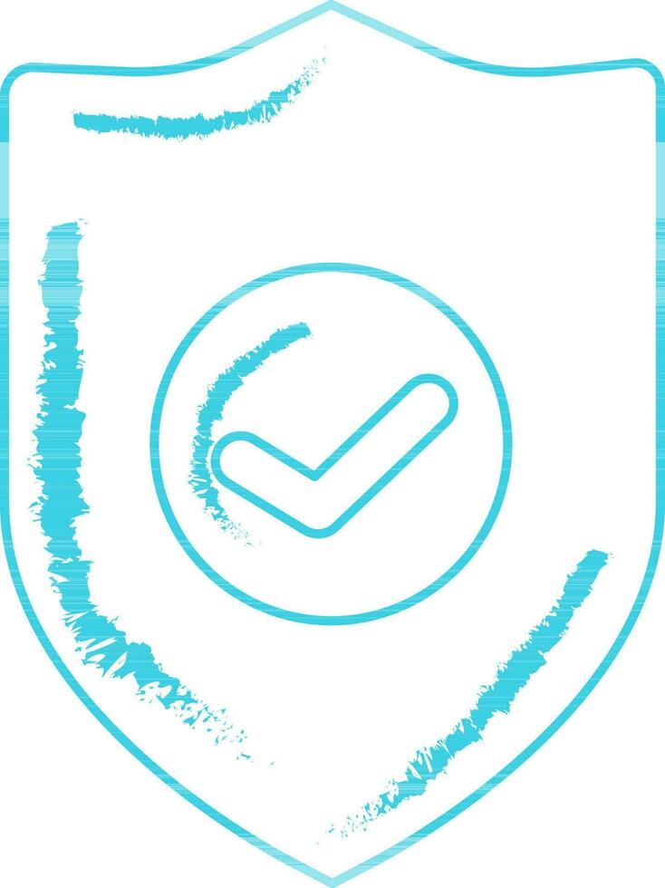 Approve Shield Icon In Thin Line Art. vector