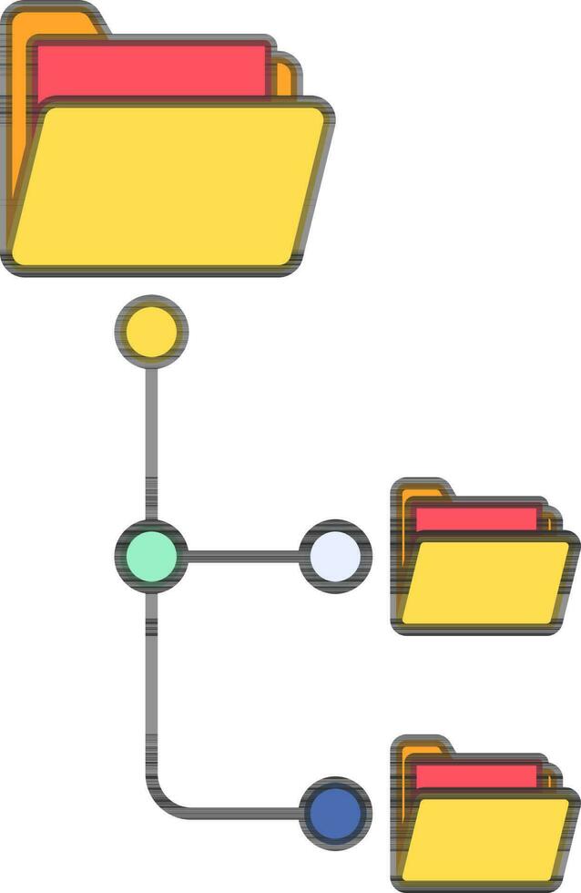 Colorful Connected Folder Icon In Flat Style. vector