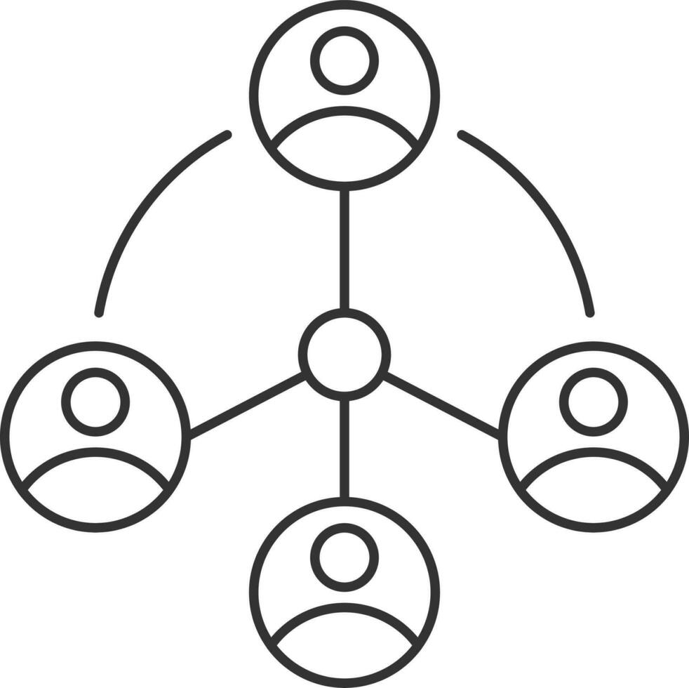 User Connected Icon In Thin Line Art. vector