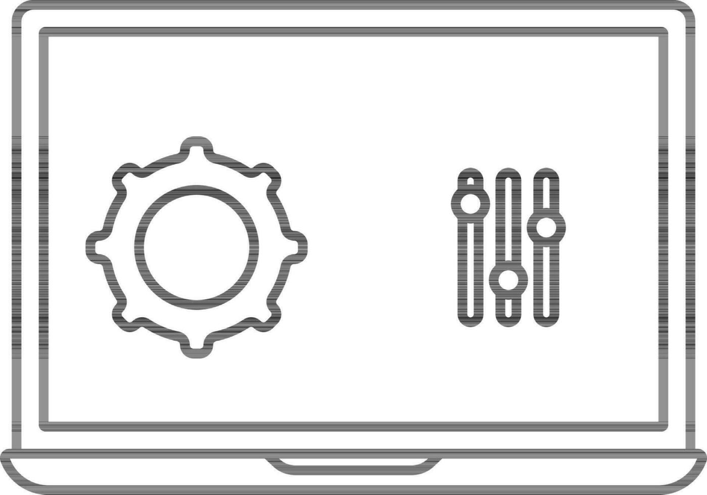 Web Maintenance Icon In Black Line Art. vector