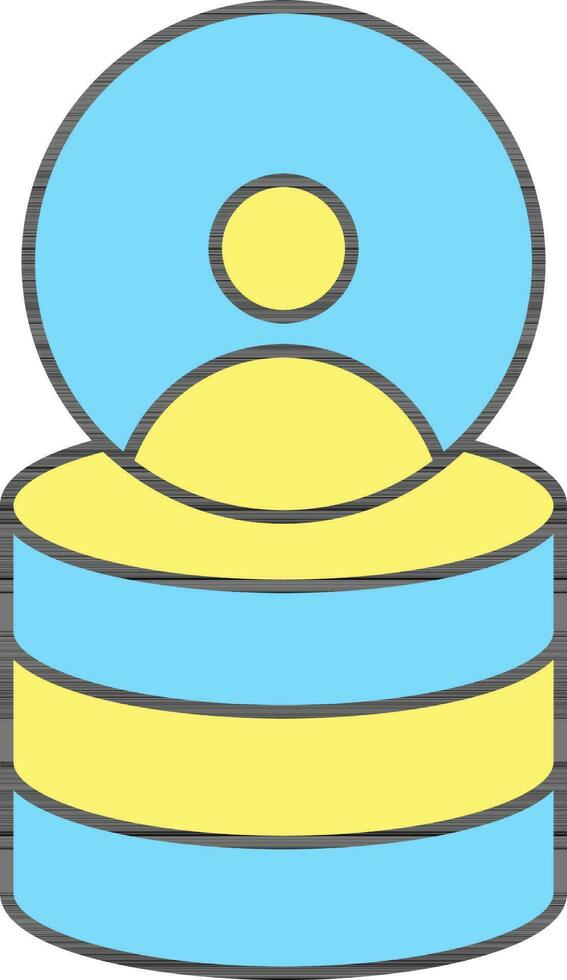 Flat Style Customer Database Icon In Yellow And Blue Color. vector