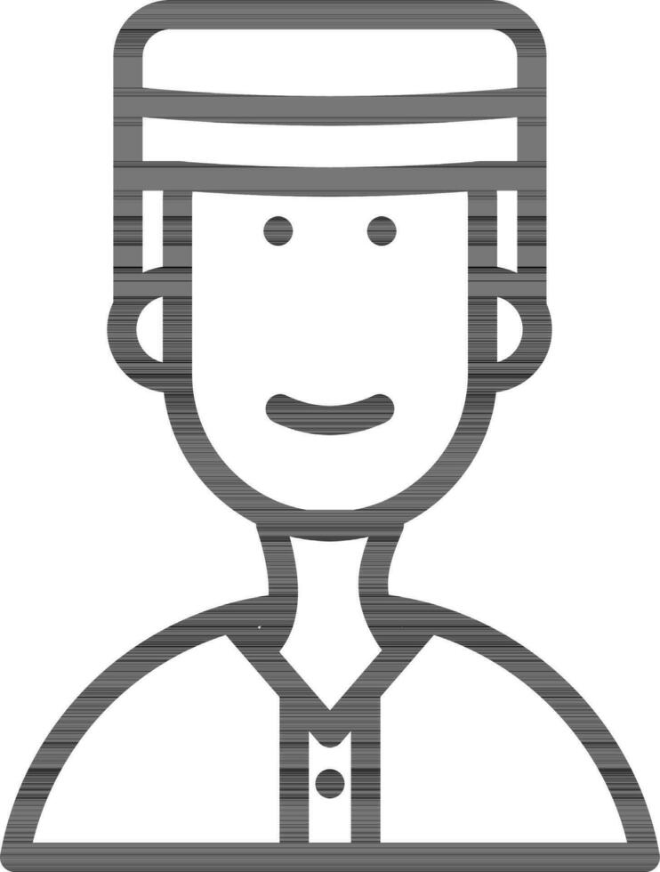 Muslim Man Icon In Black Outline. vector