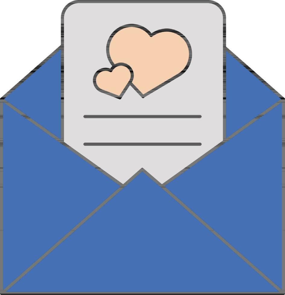 Flat Style Love Letter In Envelope Icon. vector