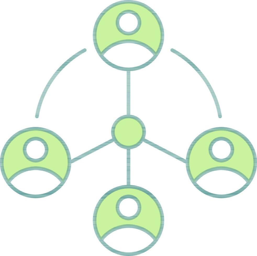 User Connected Icon In Green And White Color. vector