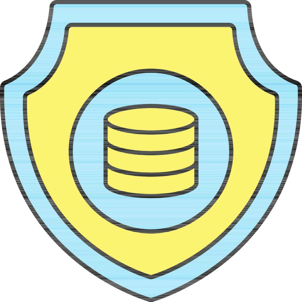 Yellow And Blue Database With Shield Icon. vector