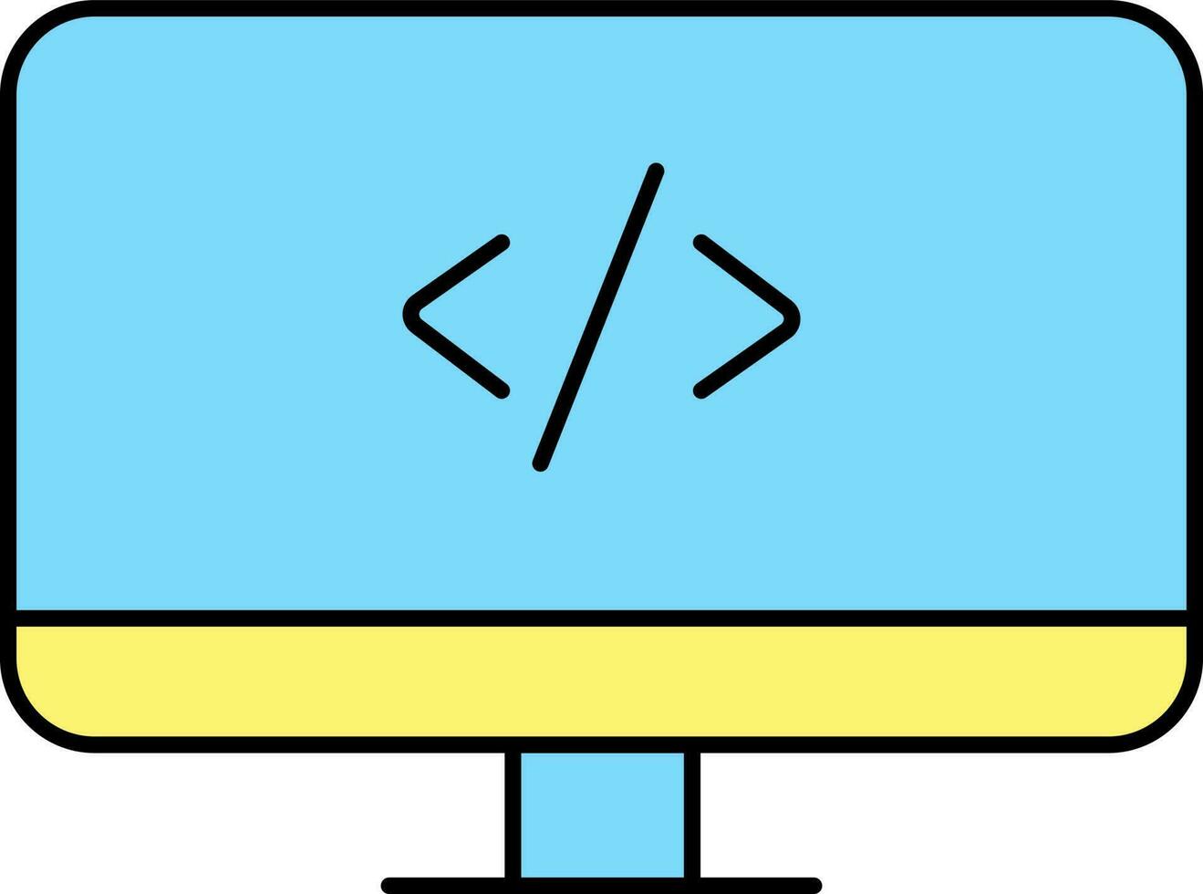 Yellow And Blue Programming Software In Desktop Icon. vector
