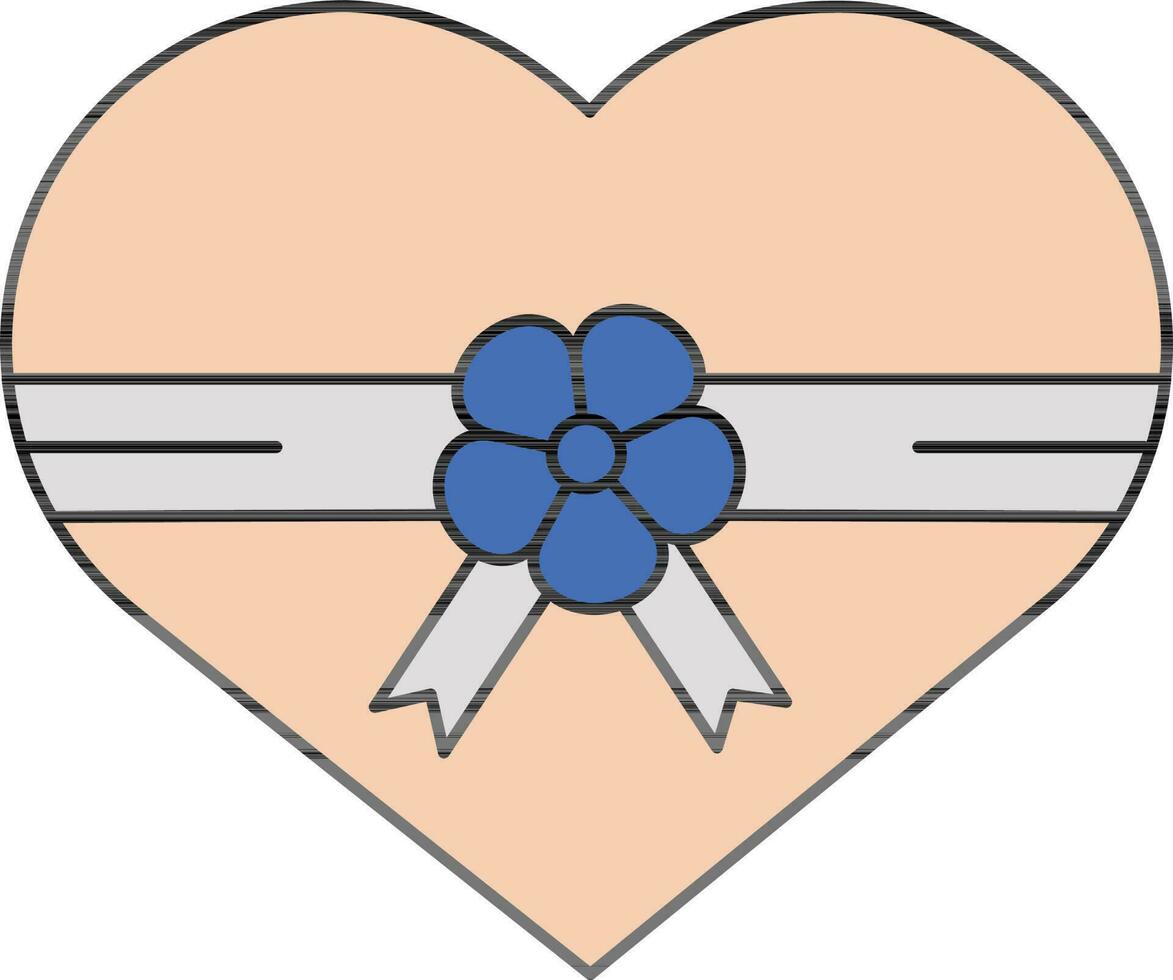 corazón forma regalo caja icono en naranja y azul color. vector