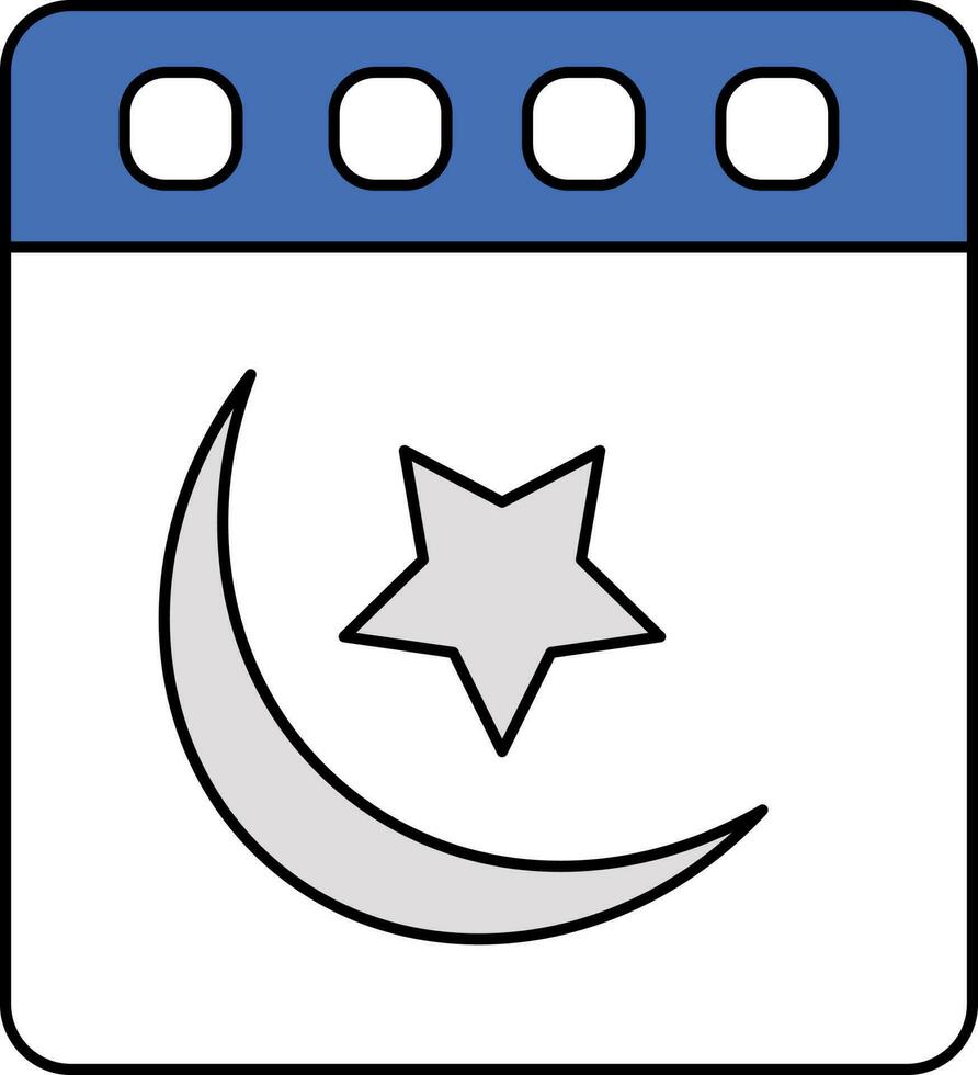 Muslim Calendar Icon In Blue And White Color. vector