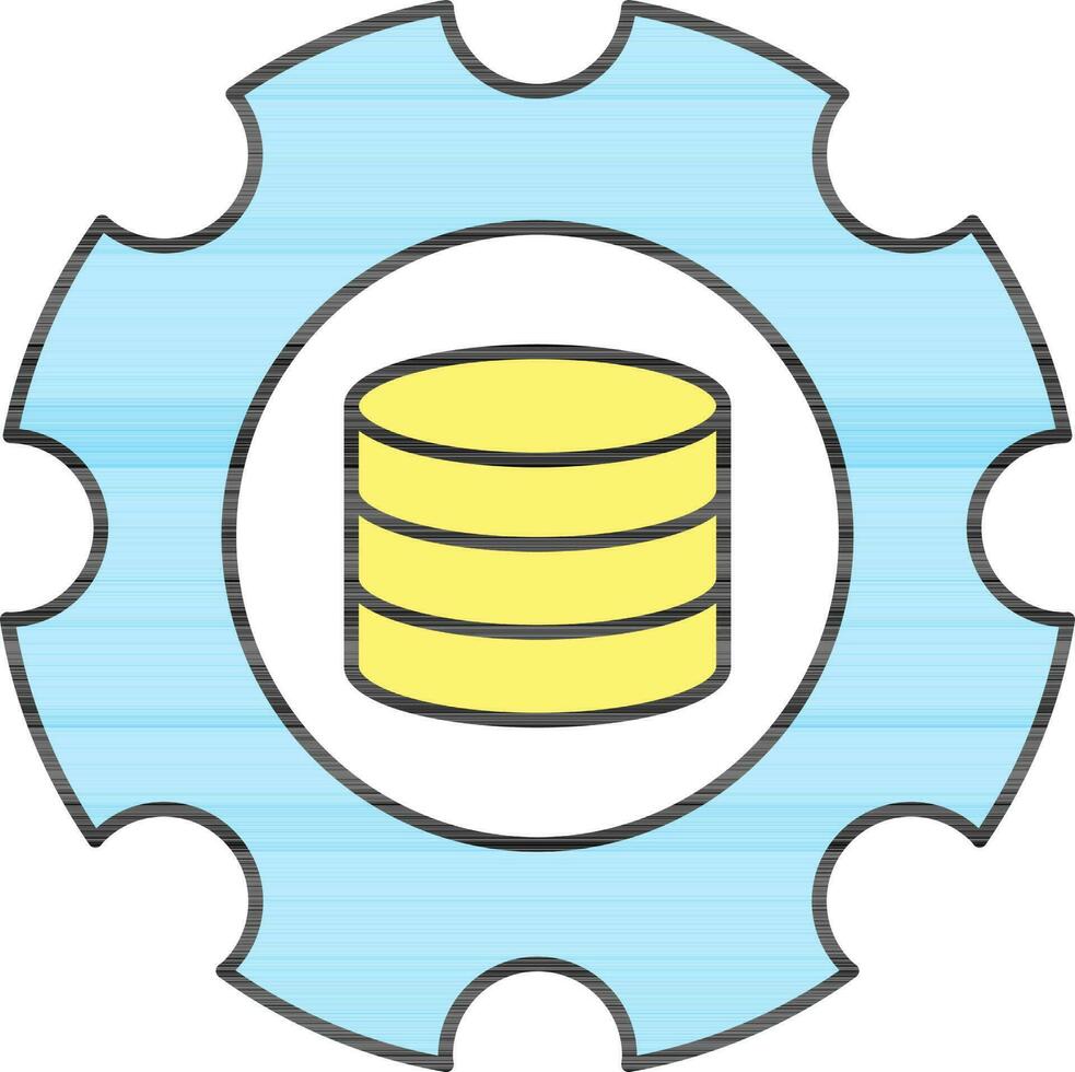 Database Setting Icon In Yellow And Blue Color. vector