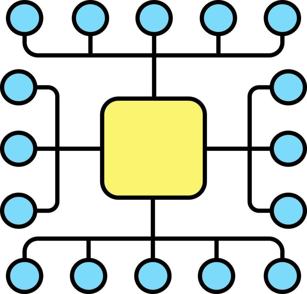 Flat Style Chip Yellow and Blue Icon. vector
