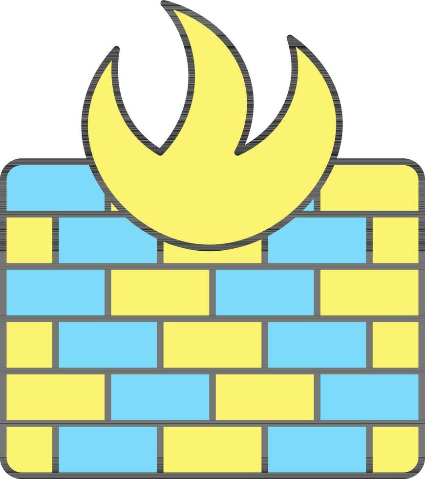 Yellow And Blue Firewall Icon. vector