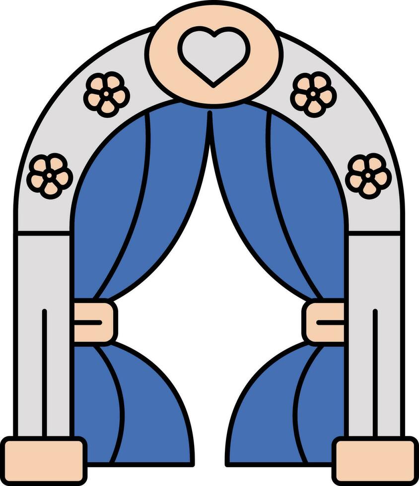 Wedding Arch Icon In Blue And Orange Color. vector