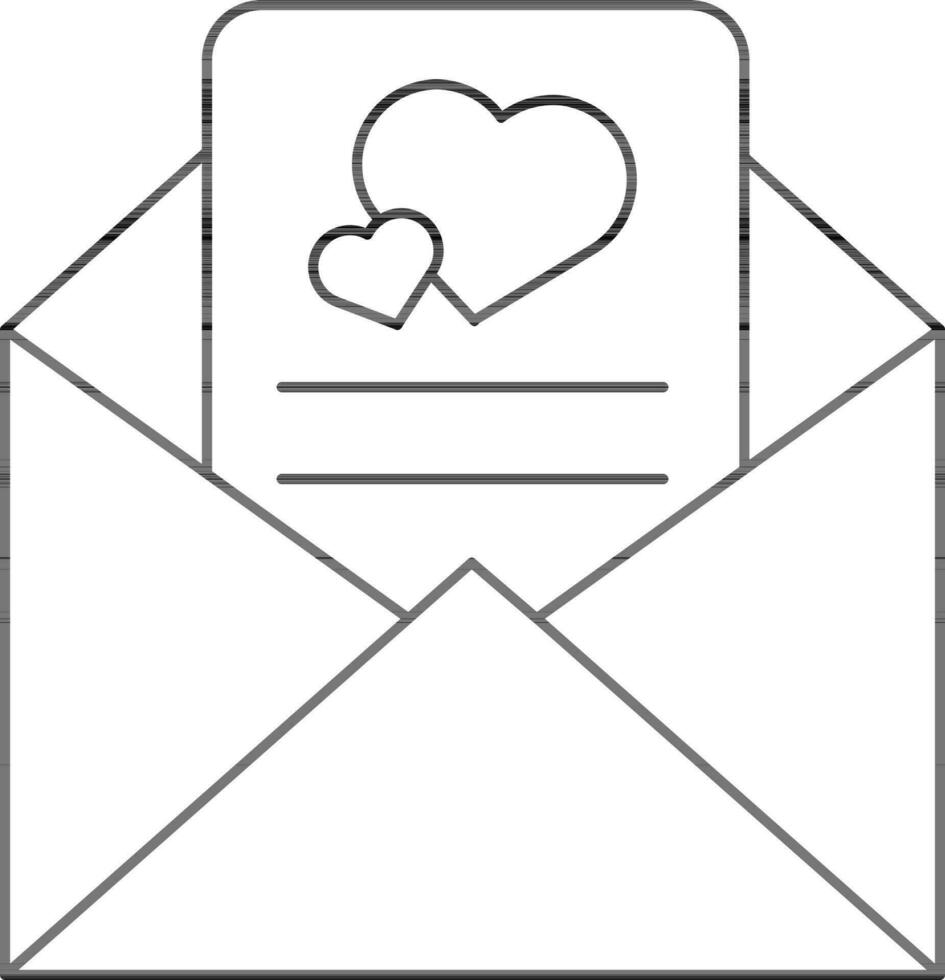 Flat Style Love Letter In Envelope Icon. vector